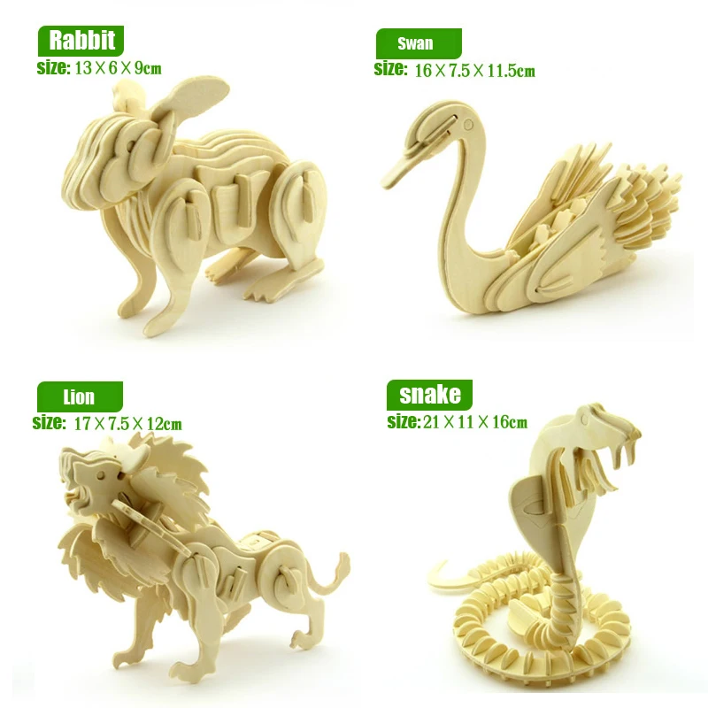 Динозавр головоломка животные деревянные игрушки трехмерная модель собранная головоломка игрушка сделай сам для детей Обучающие 3D Пазлы
