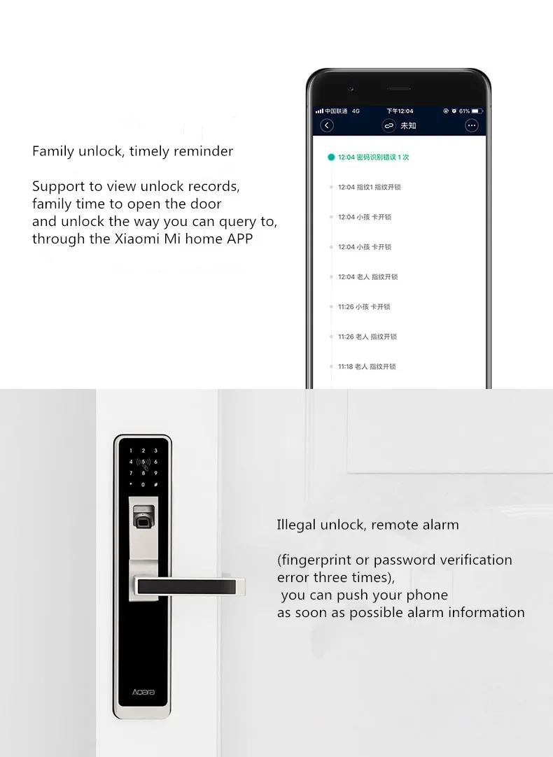Умный дверной замок xiaomi mi jia aqara, цифровой сенсорный экран, без ключа, отпечаток пальца+ пароль, работа с приложением mi home, управление телефоном