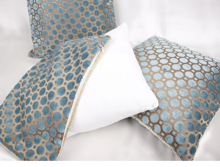 Европейский стиль, синяя бесконечная подушка в точку, роскошная бархатная ворсовая наволочка, элегантная домашняя диванная подушка для автокресла, наволочки