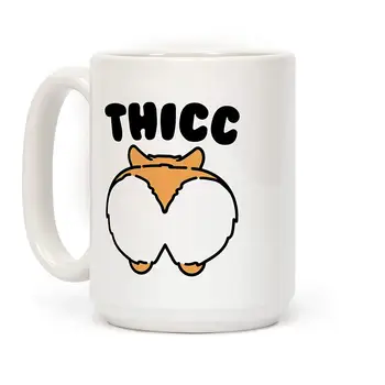

Thicc Corgi Butt Parody White 11 Ounce Ceramic Coffee Mug