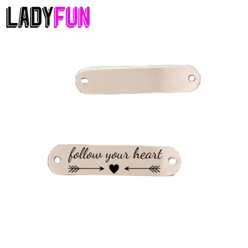

Personalized Motivational Inspirational Connector Follow Your Heart Charm Stainless Steel Bar For Diy Necklace Bracelet