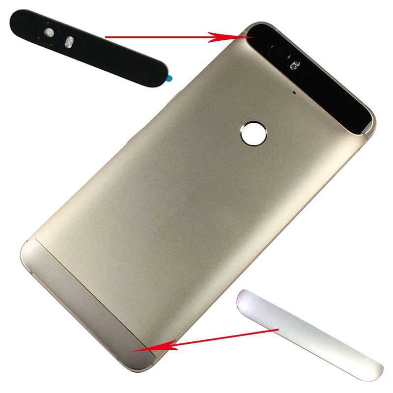 

10Pair Back Camera Flash Lens Top Glass + Rear Battery Housing Door Bottom Cover with Sticker for Huawei Google Nexus 6P Parts