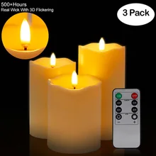  3Pcs/Set Remote Control LED Flameless Candle Lights New Year Candles Battery Powered Led Tea Lights Easter Candle With Packaging 
