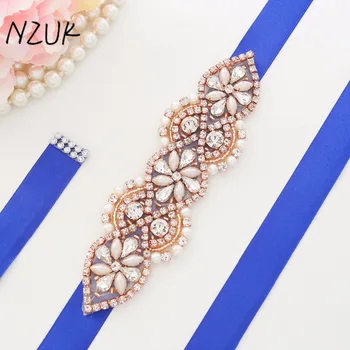 

Rhinestones Wedding Belt Simple Crystal Bridal Sash Rose Gold Pearls Bridal Belt For Wedding Evening Dresses Y112RG