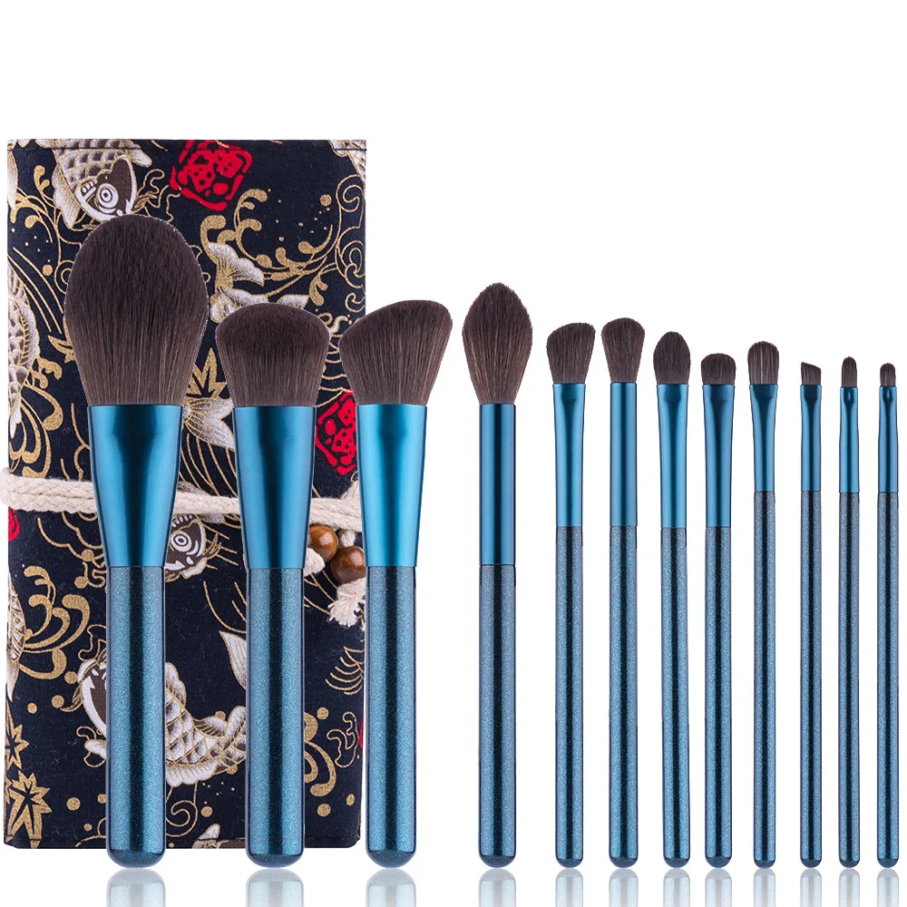 

12 Green Pearlescent Blue Makeup Brushes Professional Makeup Brush Makeup Set Beauty Tools Eyeshadow Brush Foundation Brush