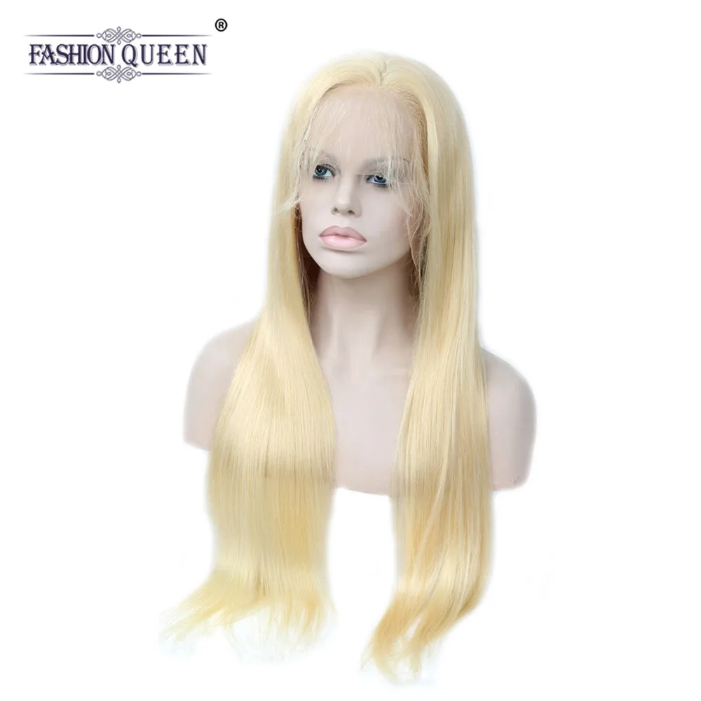 Модные queen hair 613 полная блондинка парики, кружева с ребенком волос естественной линии роста волос перуанский прямые волосы Реми натуральные