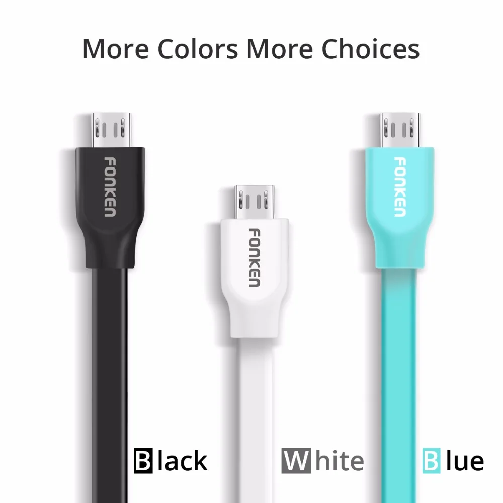 FONKEN المصغّر usb كابل شقة المعكرونة ماكس 2.4A سريع شاحن بيانات الشحن الحبل مكافحة لف سريعة تهمة للهاتف المحمول الكابلات