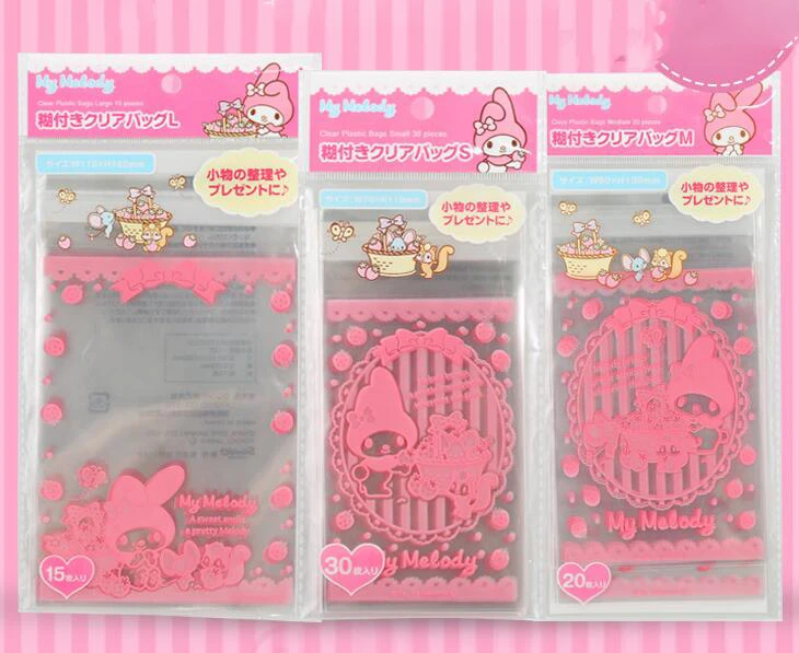 

10 Packs Cartoon My Melody Birthday Party Gift Biscuits Candy Zip Top Bag Plastic PE Storage Sealed Bags Size XXS XS S