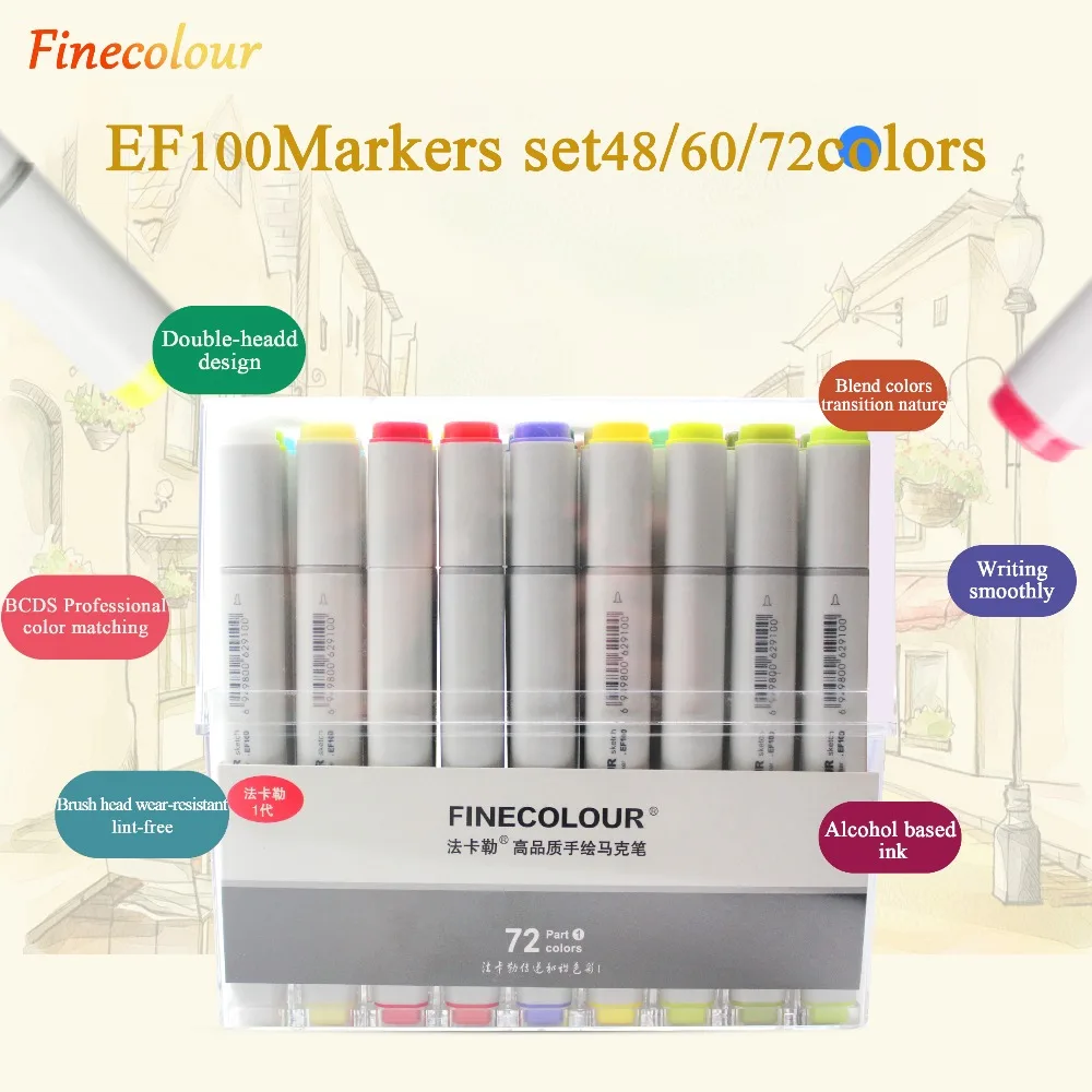 Finecolour EF100 240 цветов чернила на спиртовой основе двуглавый эскиз художественные маркеры с коробкой