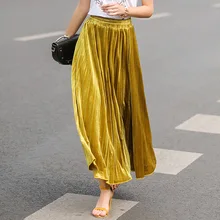 Женская элегантная яркая однотонная плиссированная длинная юбка макси с высокой талией Vestidos
