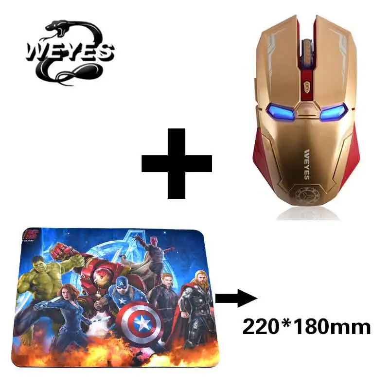 Gold Avengers Endgame Iron Man Mouse Wireless Mouse Ergonomic 2.4 G Portable Mobile Computer Click Silent Mouse Optical Mice with USB Receiver Gaming Mouse