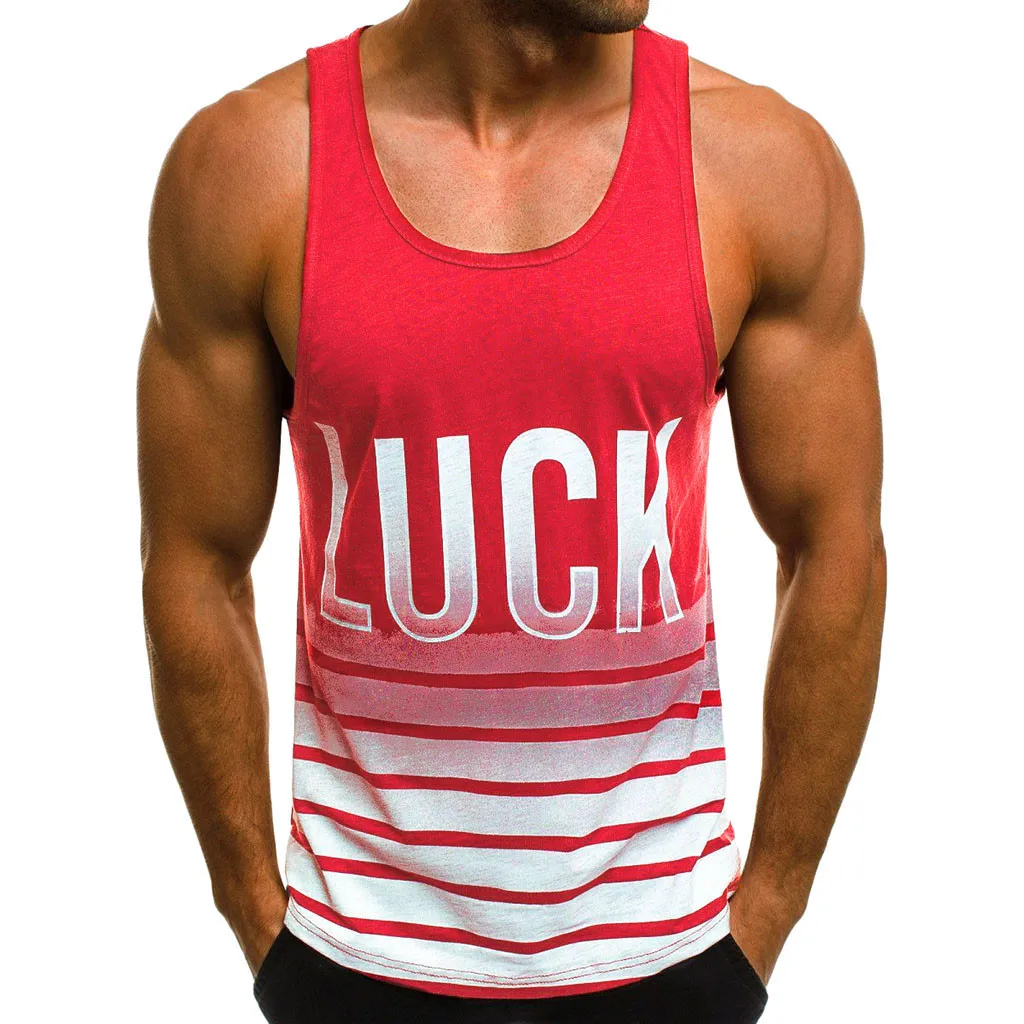

LUCK Tank Top 2019 Slim Letter Printed Sleeveless Tank Top fashion mens Crossfit clothing Loose breathable sleeveless shirts