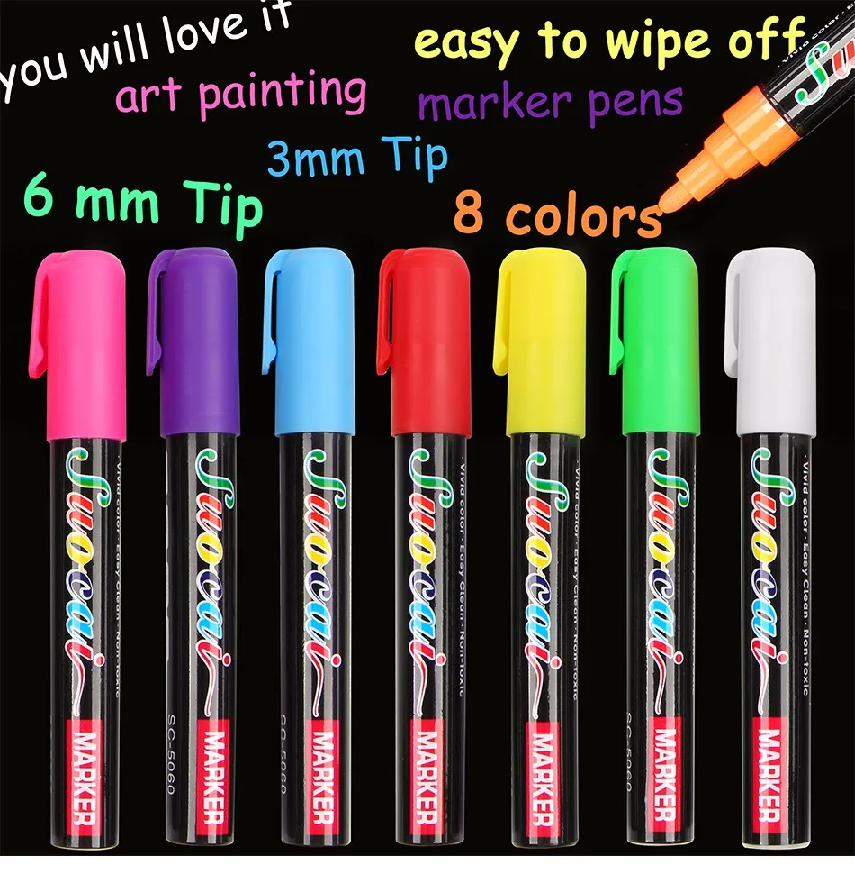 Window Chalk Markers Cars  Washable Window Paint Markers - 8 Colors Liquid  Chalk - Aliexpress