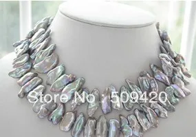 

~~ Free Shipping32" 30mm gray biwa freshwater pearl necklace