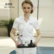 Спа спецодежда 2 шт Наборы весна/лето бежевый массаж Рабочая форма наборы Женская Больница униформа медсестры красота одежда