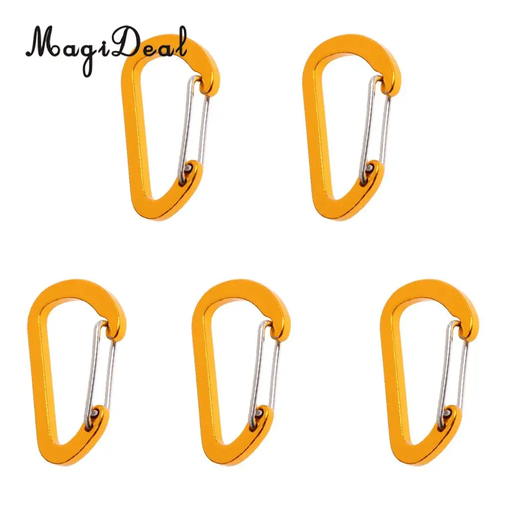 High Quality 5 Piece Outdoor D Ring Carabiner Spring Snap Clip Key Chain Hook Buckle Climbing Caving Hiking Camping Travel