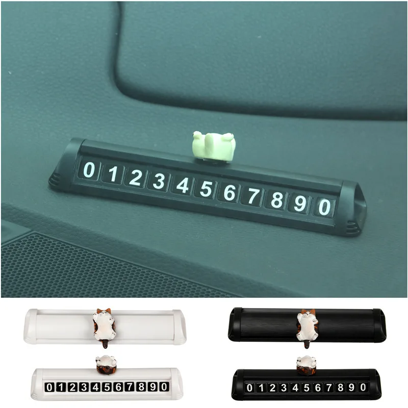 

Temporary Car Parking Card Cute Cat Hidden Telephone Number Card Phone Number Plate Sticker Car Styling For Auto Products