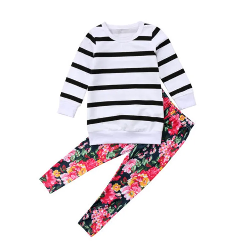Fashion Toddler Baby Girls Clothes Summer Outfits Striped T shirt Tops+