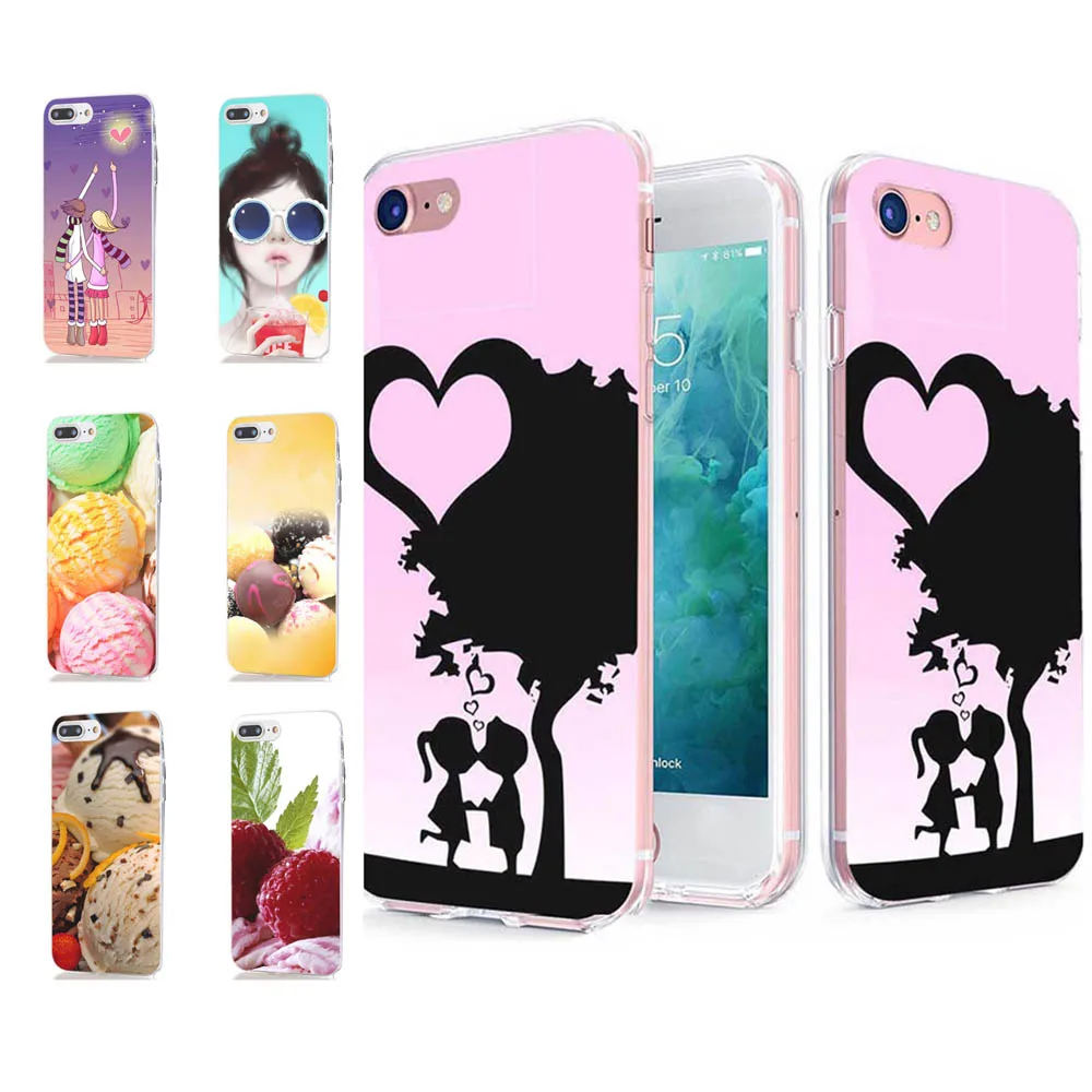 MLCRIYG Soft Phone Case For iPhone 6 6S Plus 7 7Plus 8Plus X TPU Colorful Ice Cream Painted Cute Pattern Fundas C018 |