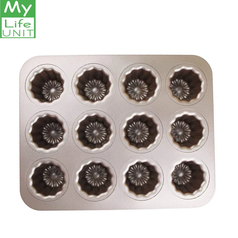 

MYLIFEUNIT Cannele Mould cake Pan Non Stick Carbon Steel muffin pan Bakeware kitchen baking Tools 12 Cup