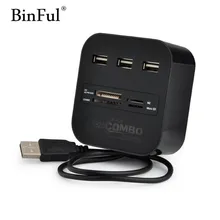 Binful все в одном USB COMBO 3 Порты и разъёмы USB 2.0 хаб концентратор нескольких USB Card Reader для SD/MMC /m2/MS/mp Pro Duo цвет: черный, синий зеленый oange
