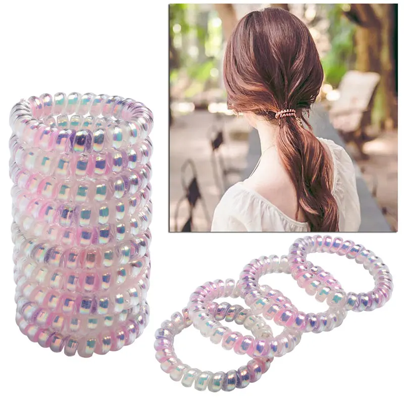

Spiral Hair Bands for Girls Women Headwear Accessories Telephone Wire Rubber Hair Ties Ropes Colored Hairband Ponytail Holder