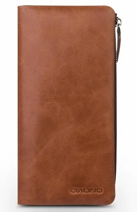 QIALINO кобура для iphone XR натуральная кожа кошелек чехол для iphone 8 Plus Роскошные Слоты ручной работы для карт iXS Max - Цвет: brown