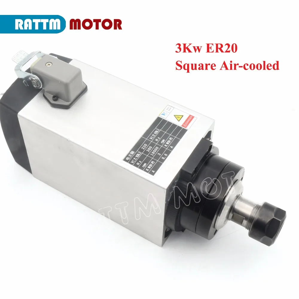 

3KW ER20 AIR-COOLED SPINDLE MOTOR 220V 18000rpm 300Hz 4pcs Bearings for CNC ENGRAVING MILLING GRIND