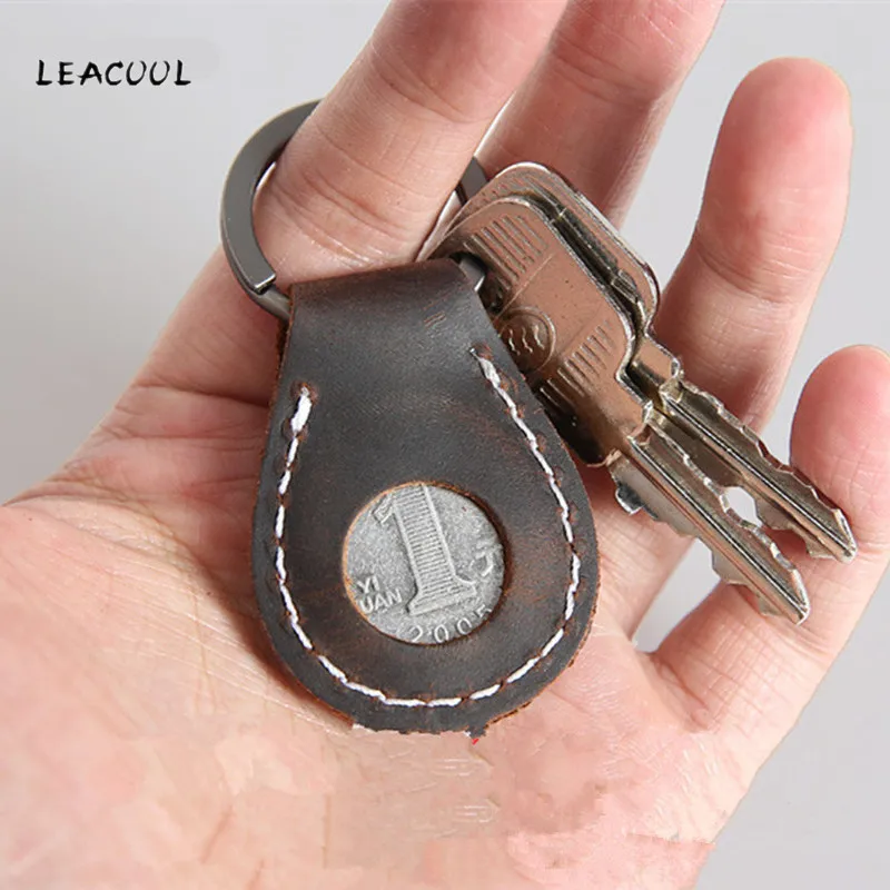 Натуральная кожа маленький ключ кошелек Органайзер держатель Crazy брелок лошадь Автомобильный ключ держатель