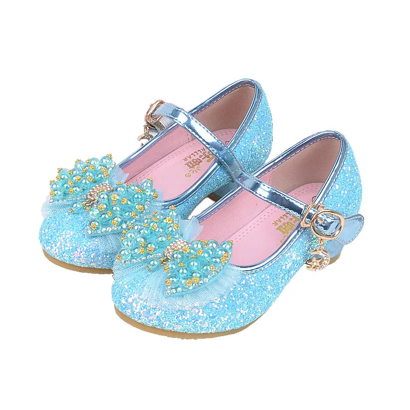 Бисером бабочкой Элегантные модельные туфли принцессы для танцев Сандалии для девочек Дети Обувь кожаная для девочек для 3-12years осень-весна