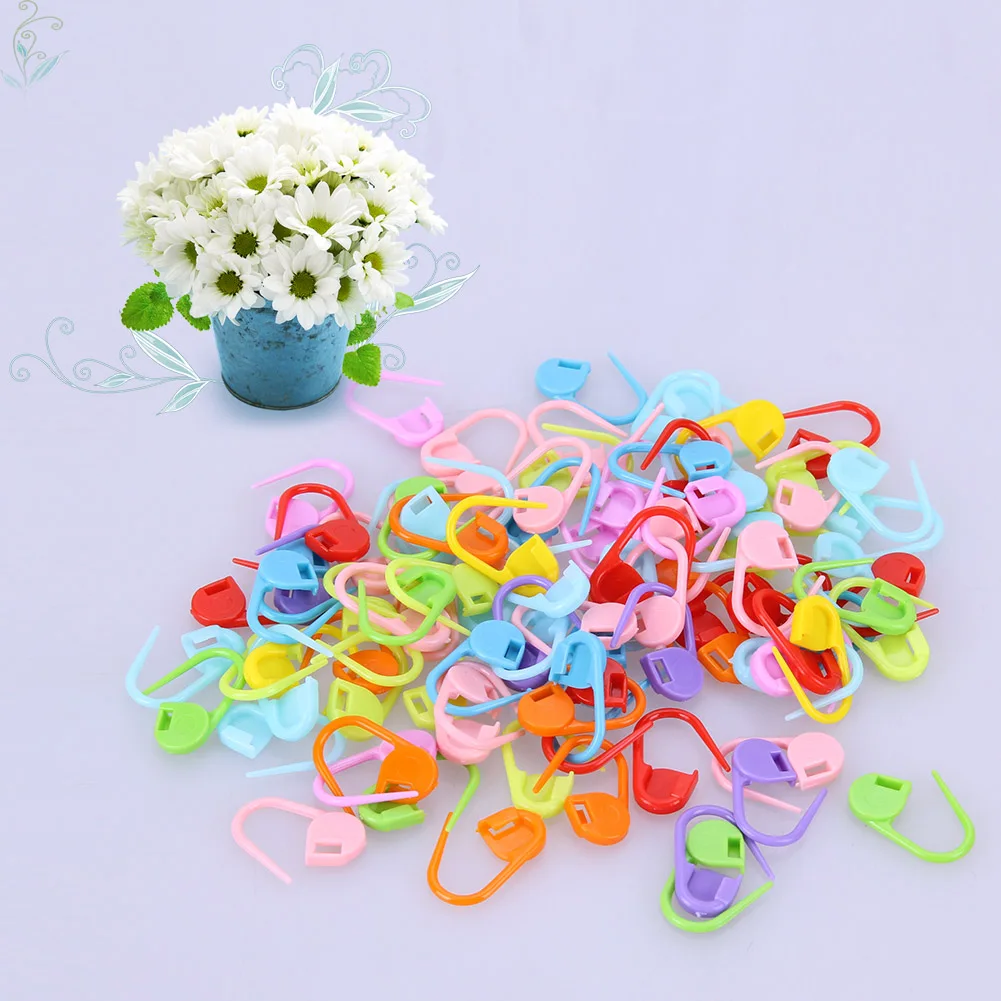100Pcs/set Colorful Plastic Knitting Needles Crochet Locking Stitch Markers Crochet Hook Latch Knitting Clip Sewing Tools