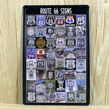 Лидер продаж xd63" route 66 singns" Металл живопись олова признаки кафе-бар Винтаж стены наклейки home decor 20x30 см