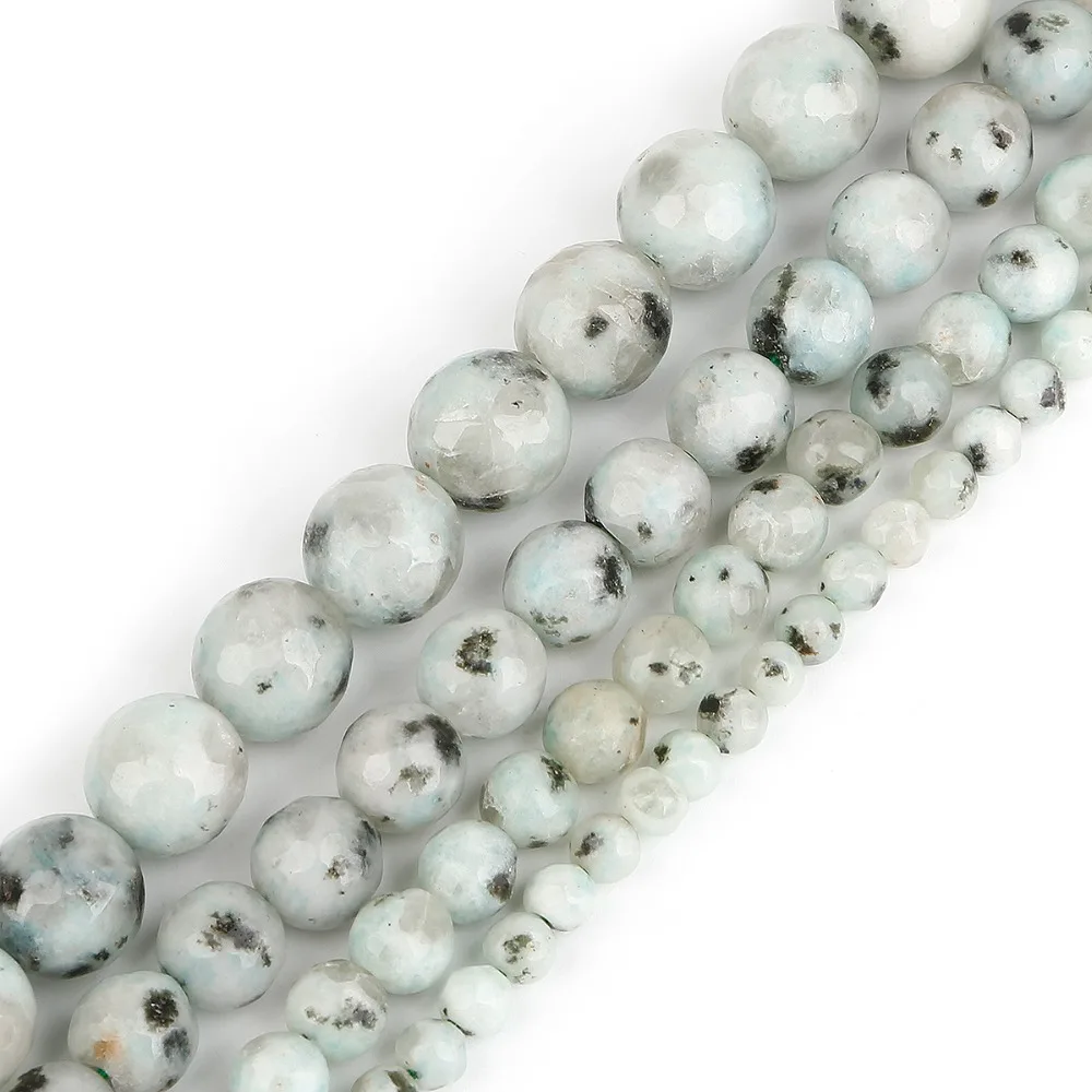 

4MM 6MM 8MM 10MM Natural Stone Blue Amazonite Frosted Beads Round Faceted Loose Beads For Jewelry Making Fit DIY Bracelet