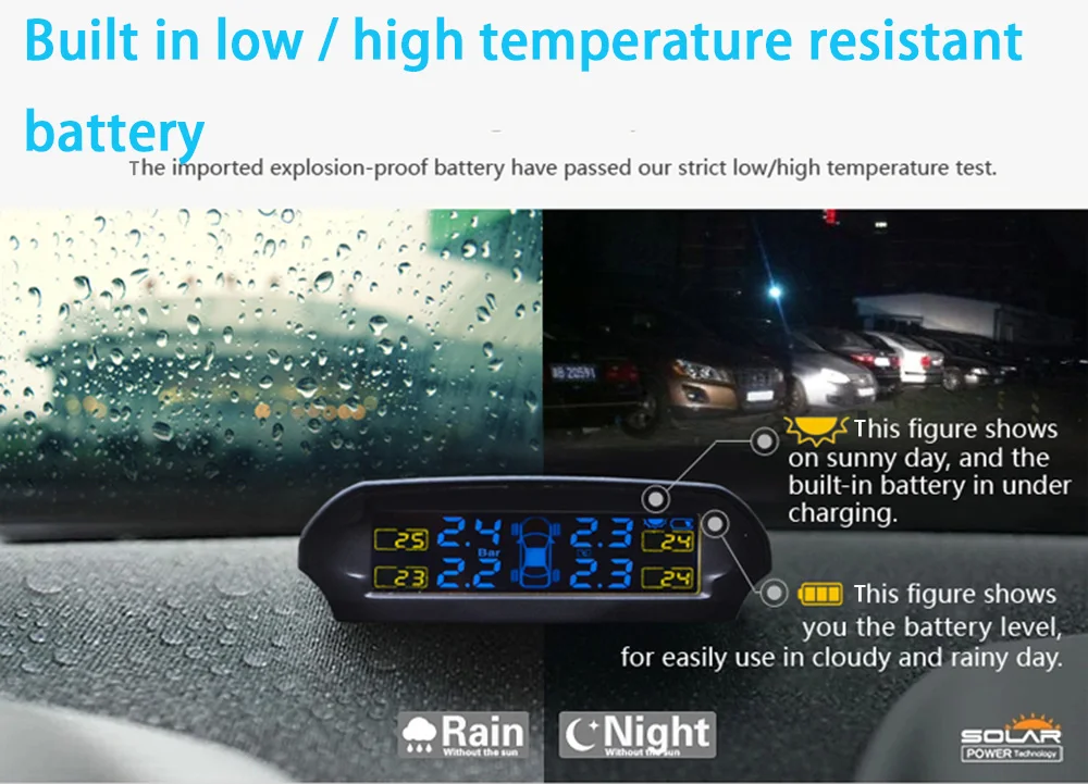 TP 810 Solar Power Supply TPMS Car Tire Pressure Monitoring Intelligent System with LED Display