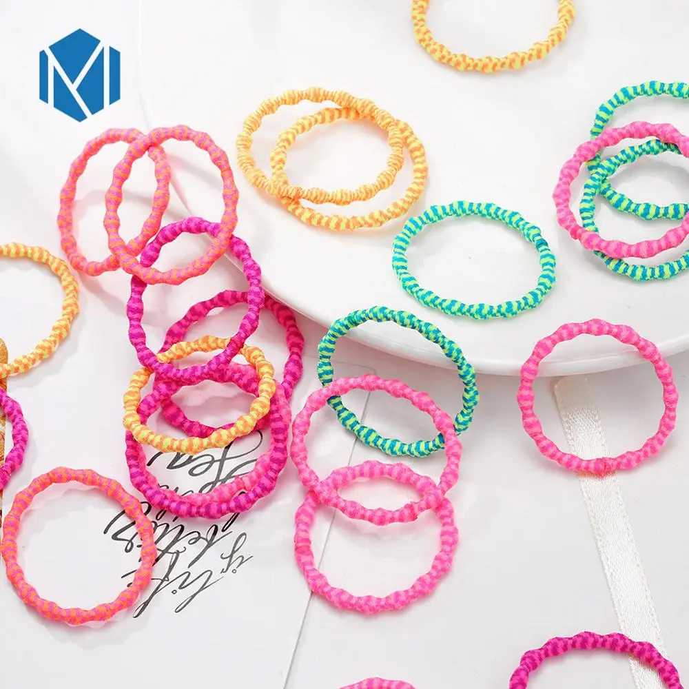

M MISM 3 CM Nylon Candy Color Elastics Children Gum For Hair 100 Pcs/Bag Safe Holder Rubber Hair Bands For Kids Hair Accessories