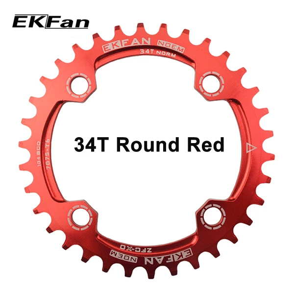 EKFan узкая широкая 32 T/34 T/36 T 104BCD MTB цепь круглой формы 7075-T6 велосипедная цепь велосипед круг коленчатая установка одна пластина - Цвет: Round 34T red