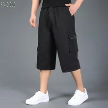 Карман летние большие размеры Шорты xxl 4xl 5xl 6xl 7XL Хлопок повседневные шорты цвета хаки с эластичной талией короткие брюки хип-хоп