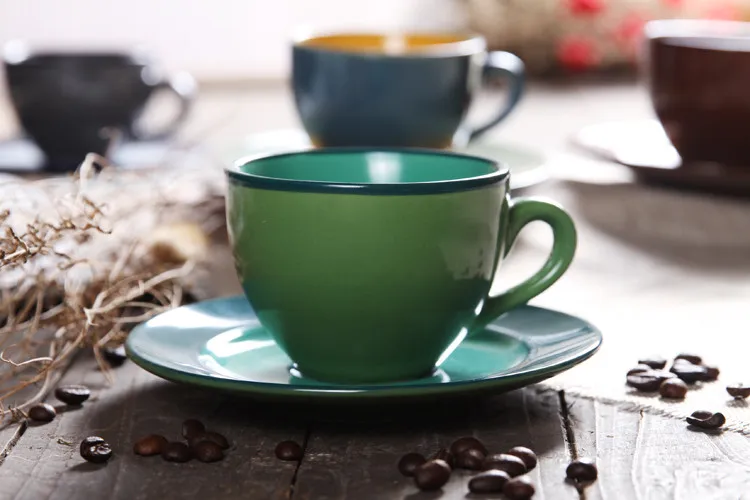 Континентальный цвет наборы кофейных чашек Британский итальянский стиль капучино мокко керамический кофе комплект чашек Рождественский подарок