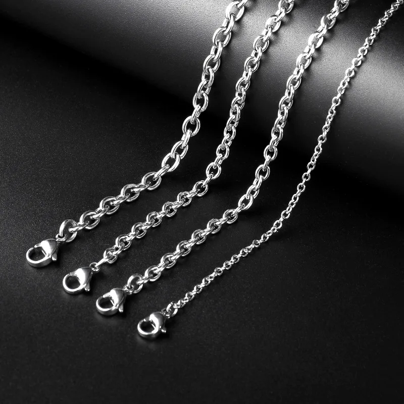 

10pcs/lot Stainless Steel Link Rose/Gold/Black/Silver/Steel Chains Necklaces DIY Jewelry Cuban Chains Suit Wholesale Bulk Sale