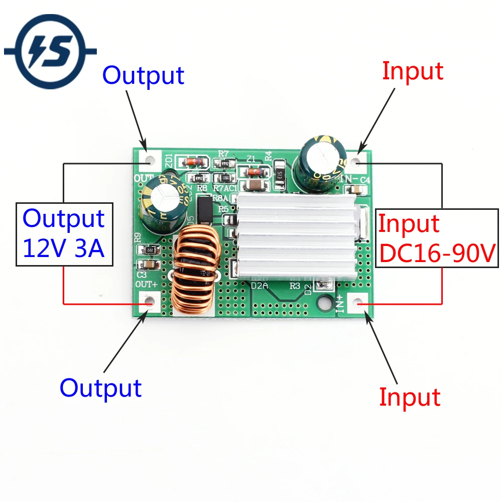 

DC Step Down Module Power Supply Buck Converter Non-isolated 24V 36V 48V 72V to 12V 3A