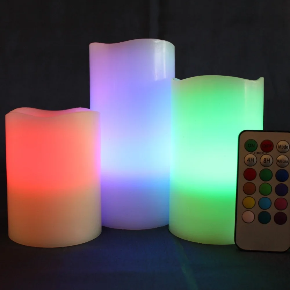 Британский Популярный Изменять Цвета RGB LED Парафин СВЕТОДИОДНЫЕ Свечи Света с