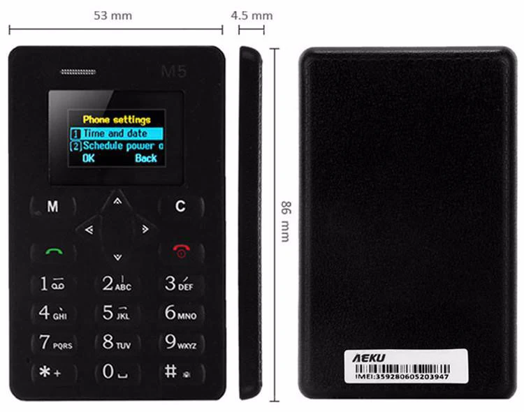 Телефон с мини-картой AEKU M5, цветной экран, английский/русский/арабский, клавиатура, сотовый телефон, 4,5 мм, Ультратонкий карманный мобильный телефон