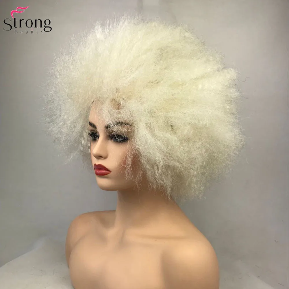 StrongBeauty Jumbo афро парик синтетические волосы розовый/желтый Клоунский парик косплей Хэллоуин