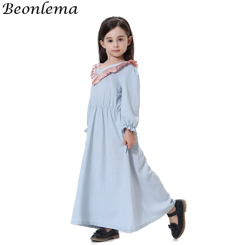 Beonlema арабский детей мусульманское платье пакистанских Кафтан vestido для девочек
