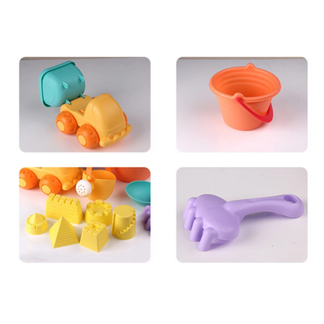 lower price  11-In-1 Beach Sand Toy Set Bucket Shovels Watering Can Children Safety Soft Plastic Gift Outdoor To