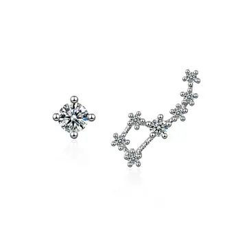

New Big Dipper Flash Zircon Asymmetry Earrings Trend Creative 925 Sterling Silver Pendientes Jewelry Boucle D'oreille SAE102