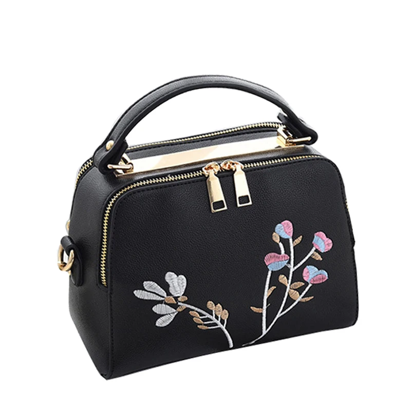 Trend fashion women double zipper embroidery small flap handbag ladies purse high quality Women ...