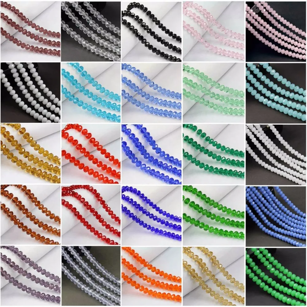 500pcs Faced Glass Beads Crystal Rondelles Beads China Jewelry Beading