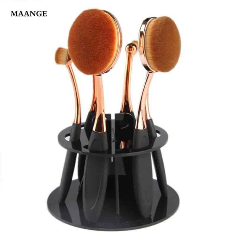 

6 Hole Tooth Brush Holder Drying Rack Organizer Shape Oval Makeup Brushes Tools Holder Brushes Set Eyeshadow Brush Shelf Tool