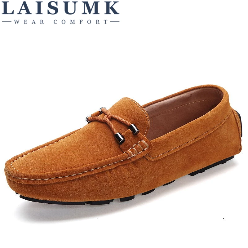 LAISUMK Летний Стиль Мягкие Мокасины мужские лоферы Высокое качество обувь из натуральной кожи Для мужчин Туфли без каблуков обувь для